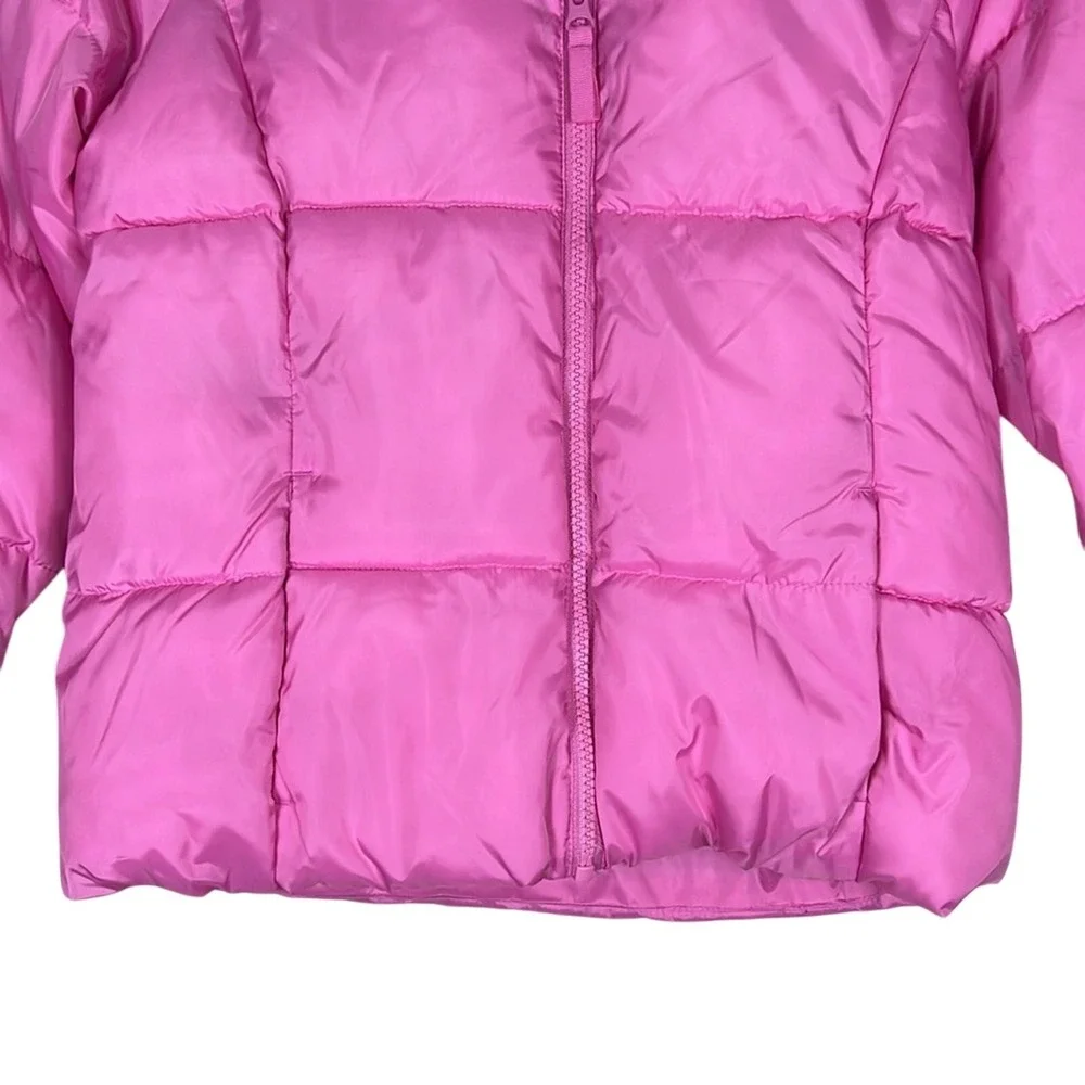 Swiss Tech Puffer Solid Jacket Pink Winter Hooded Fleece Lined Size L (10-12)